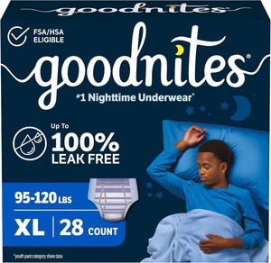 Goodnites Boys Nighttime Bedwetting Underwear, Size Extra Large (95-120 lbs), 28 Ct (2 Packs of 14), Packaging May Vary
