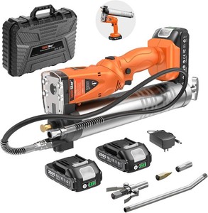TaskStar 2-in-1 Electric Grease Gun 10000PSI Automatic Cordless Grease Gun Battery Powered Tool Kit with 2 Batteries & Charger, 39.4 Hose and 3 Couplers for Farm, Workshop & Heavy Duty Maintenance