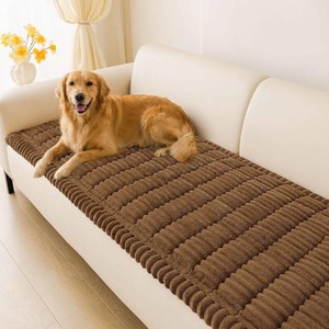 hyha Couch Cover for Dogs Washable, Non Slip Thick Flannel Sofa Protector, Pet Friendly Plush Furniture Cover for Sectional Sofa & Loveseat (Brown, 27.6 x 59)