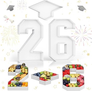 HILAVO 26 Charcuterie Numbers Fillable, 3Pcs 13.7 Graduation Cap Number Charcuterie Board Box 2026 Graduation Decorations Food Serving Tray for Class of 2026 Congrats Grad Party Decorations