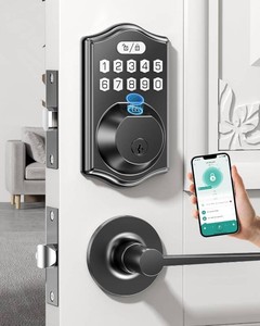 Electronic Door Lock for Family Keyless Entry Deadbolt & Handle Set   0.3s Fingerprint & 100 Codes   Weatherproof for Front Door   Smart Lock with Digital Keypad Auto-Lock