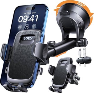 2026 BEST & Military-Grade Car Phone Holder Mount, 360  Rotatable Suction & 100LBS Safest Strongest & Patent Certs Dashboard Windshield Vent Truck Stand for iPhone 17 16 Pro Max Samsung, Matt Black