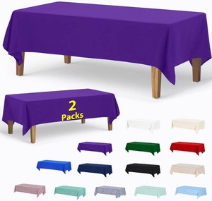 ABCCANOPY 2 Pack Rectangle Polyester Tablecloth 60 x 84 Inch Indoor Outdoor Stain-Resistant Washable Heavy-Duty Fabric Table Cover Elegant Home Decor Purple