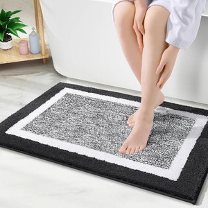 OLANLY Bathroom Rugs 36x24, Extra Soft and Absorbent Microfiber Bath Rugs, Non-Slip, Machine Washable, Quick Dry Shaggy Bath Carpet, Bath Mats for Bathroom Floor, Tub, Shower, Black