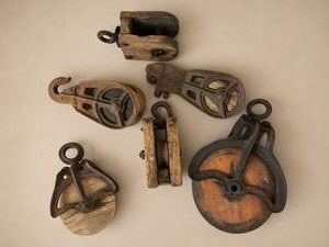 Antique Wood and Cast Iron Pulleys