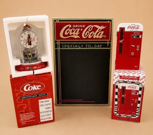 Vintage Coca Cola Collectibles LOT Clock, Chalkboard Sign and Bank