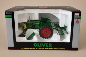 SpecCast 116 Die Cast Oliver 66 Tractor with Spring Tooth Harrow