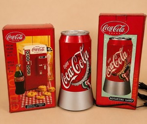 Coca Cola Rotating Lamp and Vending Machine Cookie Jar NIB