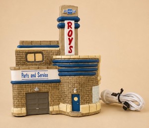 Vintage Hawthorne Village Roys Chevrolet Lighted Ceramic Dealership