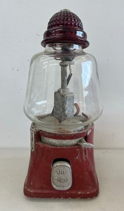 1940s Silver King Hot Peanut Dispenser with red hobnail glass dome-Parts