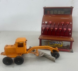 Silk Toy Road Grader 1950s and Jr. Merchant Cash Register