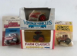 Lot of 4 Miniature Die Cast Metal Tractors by Ertl