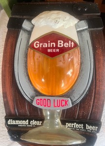 1967 Grain Belt Bubbler Sign Lights Up Working Good Luck with Horseshoe