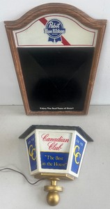 Canadian Club Bar Light (working) and Pabst Blue Ribbon Beer Board