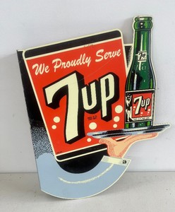 7-UP Metal Sign circa 2002 Double Sided Wall Mount Commemorates 1947 Sign