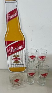 Grain Belt Beer Collectibles Lot - Tin Sign, Glasses, Ashtray