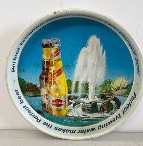 1950s Vintage Grain Belt Beer serving tray featuring the slogan Perfect Brewing Water.