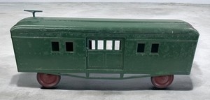 Antique 1930s Steelcraft Railway Express Dummy Ride On Train Car.