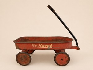 Vintage 1950s Hy-Speed Miniature Red Steel Pull Wagon
