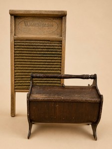 Vintage Washboard and Sewing Box