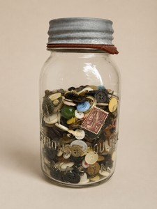 Vintage Sewing Notions in Mason Jar