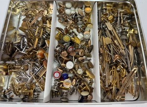 Large LOT Tie Tack  Clips Cuff Links
