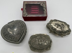 Four Jewelry Boxes Silverplate