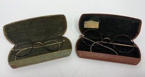 Two Antique Glasses Frames Spectacles and Cases