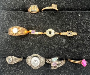 Lot of 10 Rings, 925, Gold or GF Rings