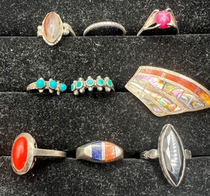 Lot of 8 Sterling 925 Rings