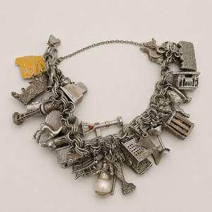 Charm Bracelet Silver Tone with some Sterling charms