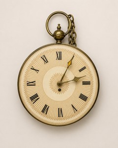 Vintage Oversized Pocket Watch Hanging Clock with Brass Chain
