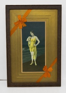 Vintage Art Deco Art Nouveau Style Beach Beauty Framed Art Photograph
