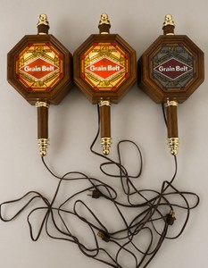 Three Grain Belt Beer Lighted Wall Sconces