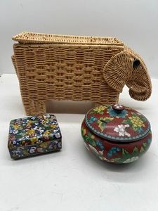 Vintage Cloisonne Brass Trinket Boxes