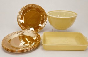 Fire King Dishware Lot Swirl Bowls, Baking Dish Luster Plates