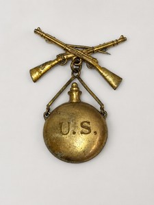 WWI Sweetheart Pin Rifles Canteen Homefront Brass Pin