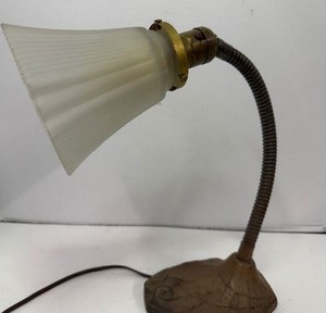 Working Antique Art Deco Desk Table Lamp Iron Base