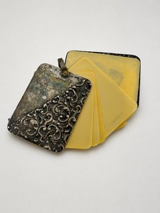 Antique Chatelaine Aide MeMoire - Victorian Era Wearable Silverplate Notebooks with Celluloid Pages