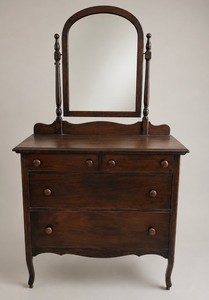 Antique Four Dresser with with Mirror on Wheels