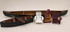 Lot of Miniatures Cabin Decor Miniature Canoes