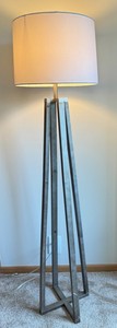 Floor Lamp - Sculptural Metal Tripod Style With Drum Shade