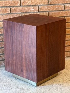 LL - Faux Wood Pedestal Stand - Square Cabinet on Brass Base