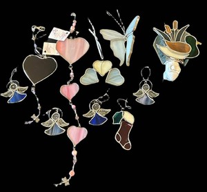 LFR - Stained Glass Suncatcher Mixed Lot Angels Hearts Butterfly Flower