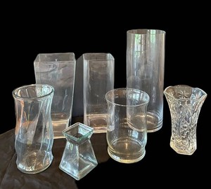 LFR - Clear Glass Vases & Candle Holders (Lot of 6)