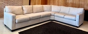 LFR - Sectional Sofa - Pottery Barn Light Tan Fabric Square Track Arm