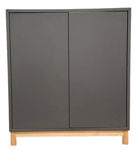 WO - Cabinet - IKEA EKET Dark Gray 2-Door With Light Wood Legs