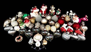 LFR - Christmas Ornaments Mixed Lot - Assorted Glass & Figural Holiday Decor