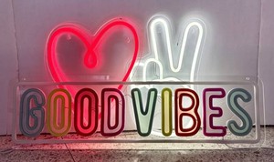 LFR - Neon Signs Mixed Lot Heart, Peace Hand & Good Vibes (Lot of 3)