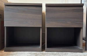 UB1 - Side Tables Pair Dark Wood Grain Open Storage (Lot of 2)